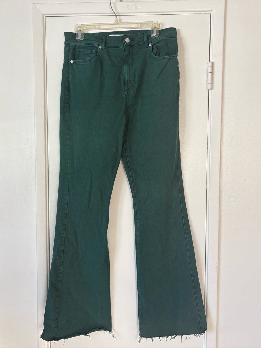 Women's LOFT Forest Green Flare Jeans Size 29